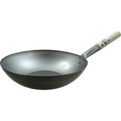 Wok Pan Carbon Steel Flat Bottom 35cm