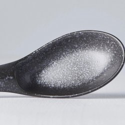 MIJ Japanese Ceramic Large Soup Spoon Matt Black 17,5cm